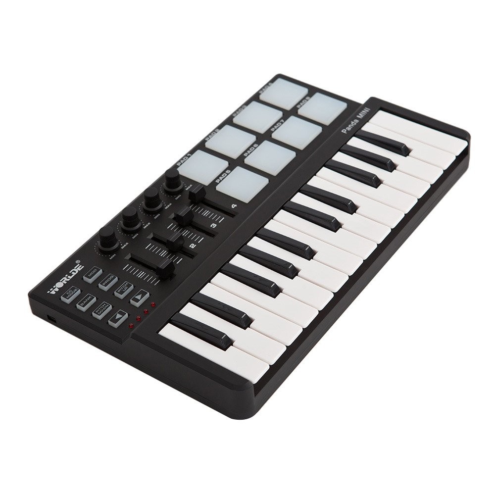 Mini 25-Key Midi Keyboard Controller With 8 Velocity-Sensitive Drum Pads, Portab