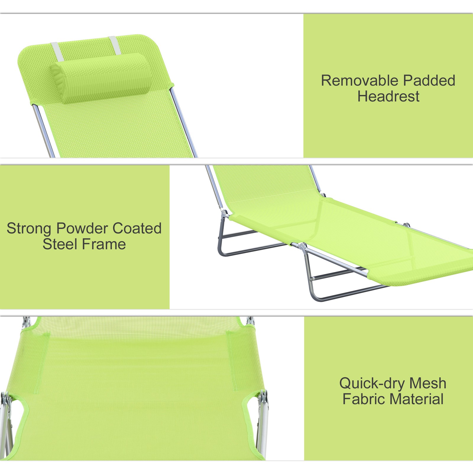 Folding Chaise Lounge Pool Chair Outdoor Sun Tanning Chairs for Beach Yard Patio