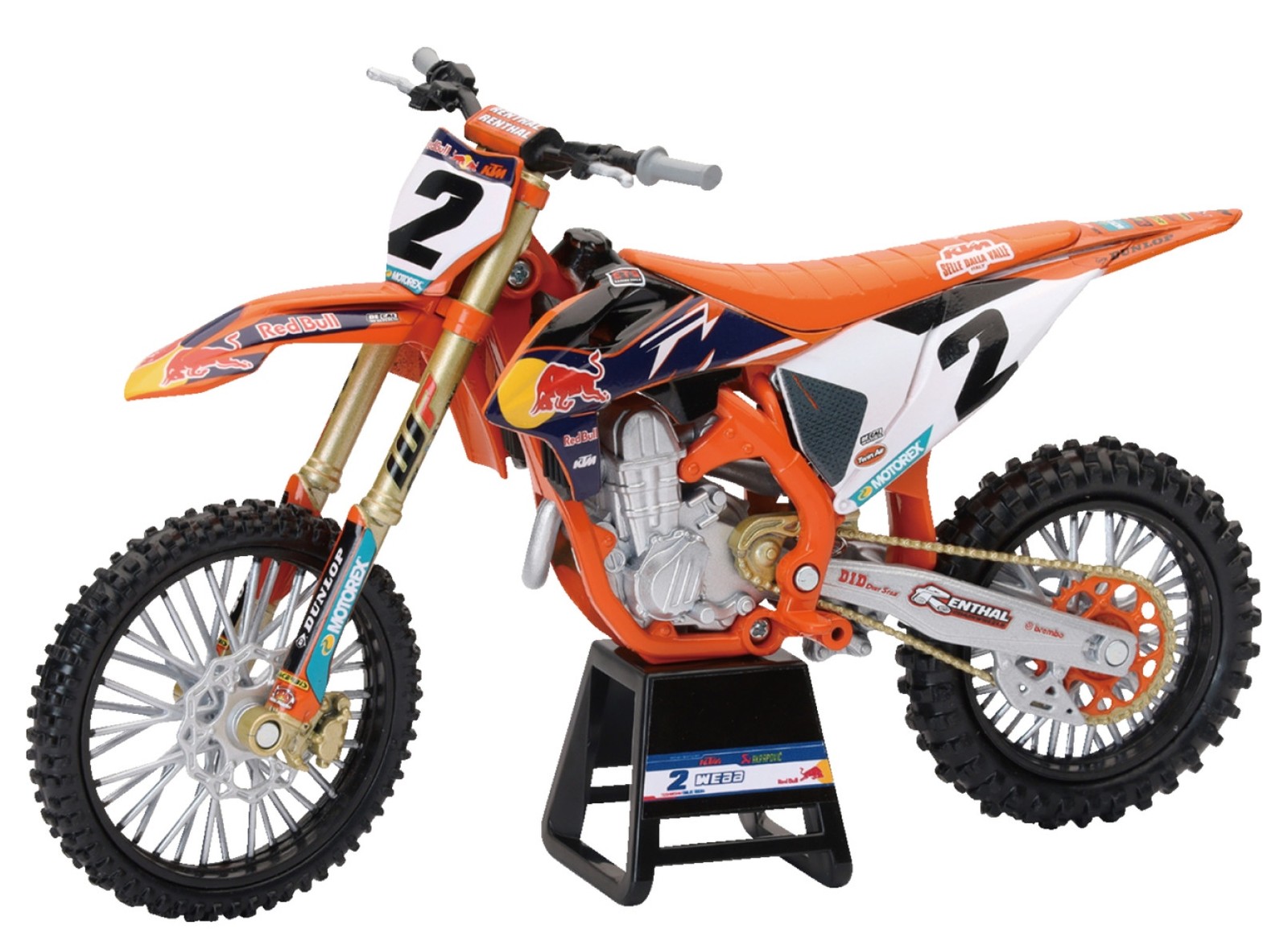 NewRay 1:12 Scale Toy Red Bull KTM 450SX-F Cooper Webb #2 Replica Dirt Bike