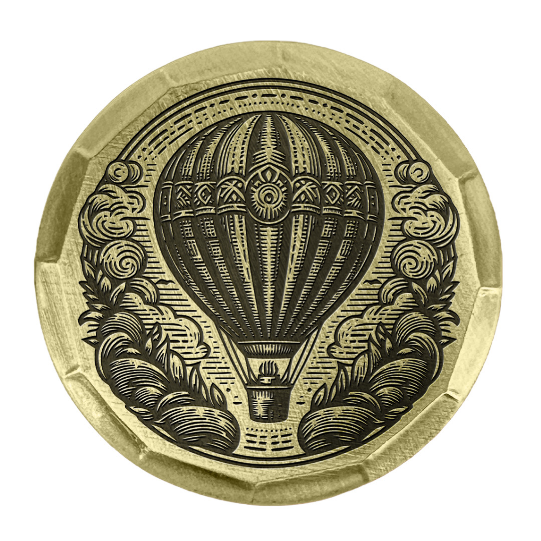 Hot Air Balloon Embossed Brass Golf Ball Marker by Sunfish