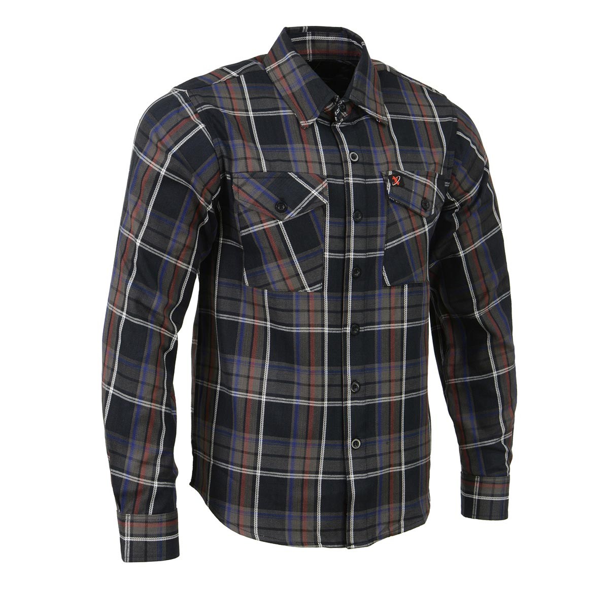 Milwaukee Leather MNG11637 Men's Black, Purple, Grey and Red Long Sleeve Cotton