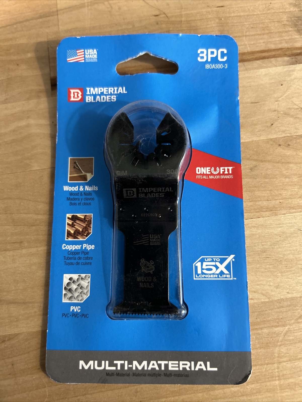 Imperial Blades IBOA300-3 U.S.A.-ONE FIT 1-1/4" BM for Wood w/Nails 3-Pk