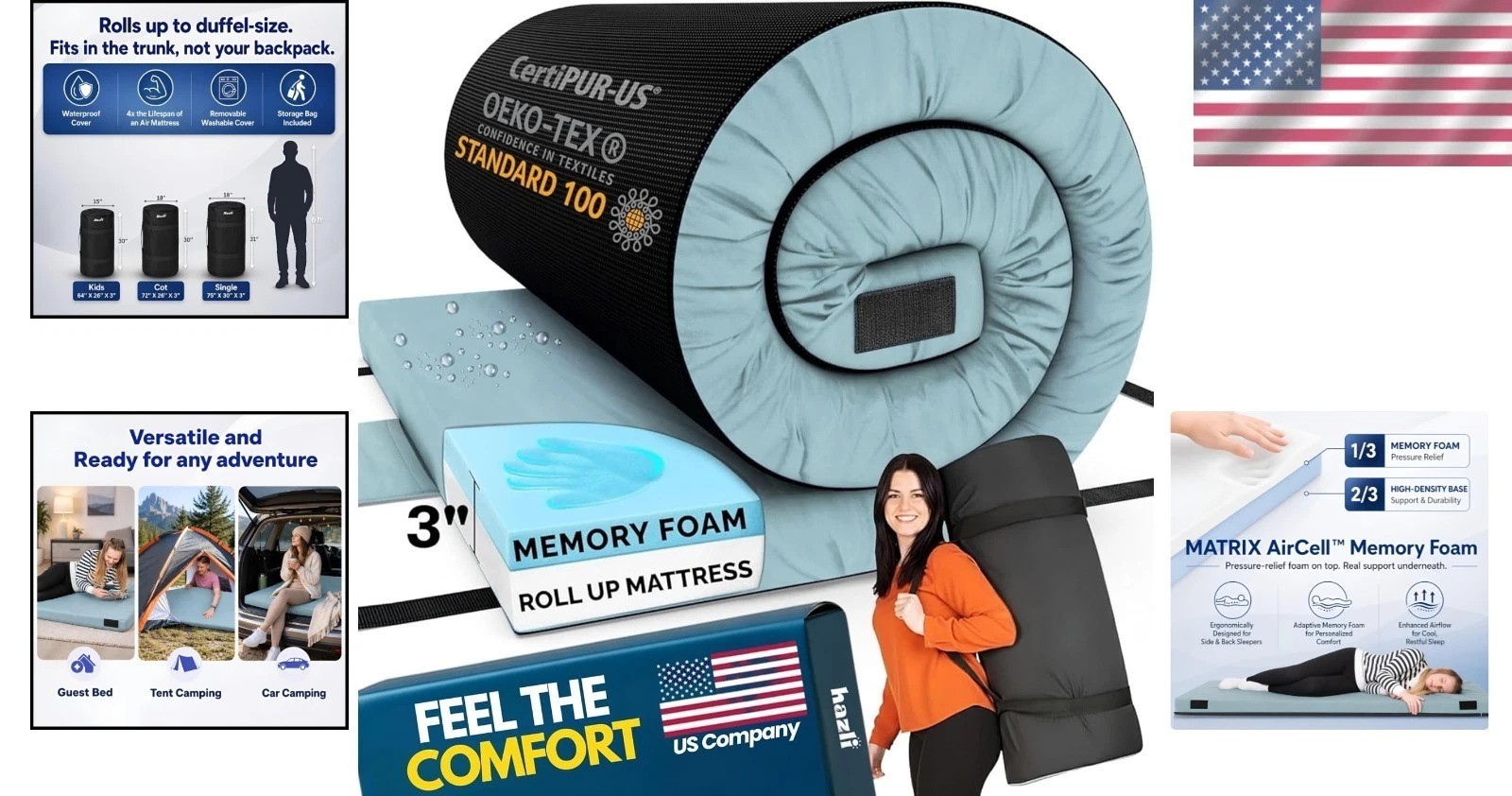 Matrix AirCell Memory Foam Camping Mattress Pad//