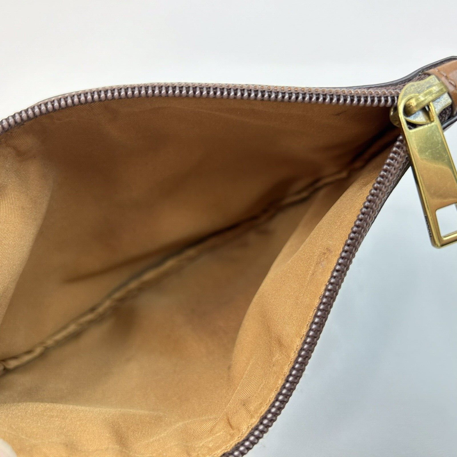 #FOSSIL Sofia Bronze U Shaped Pouch w/Brass Zipper Pull NWT