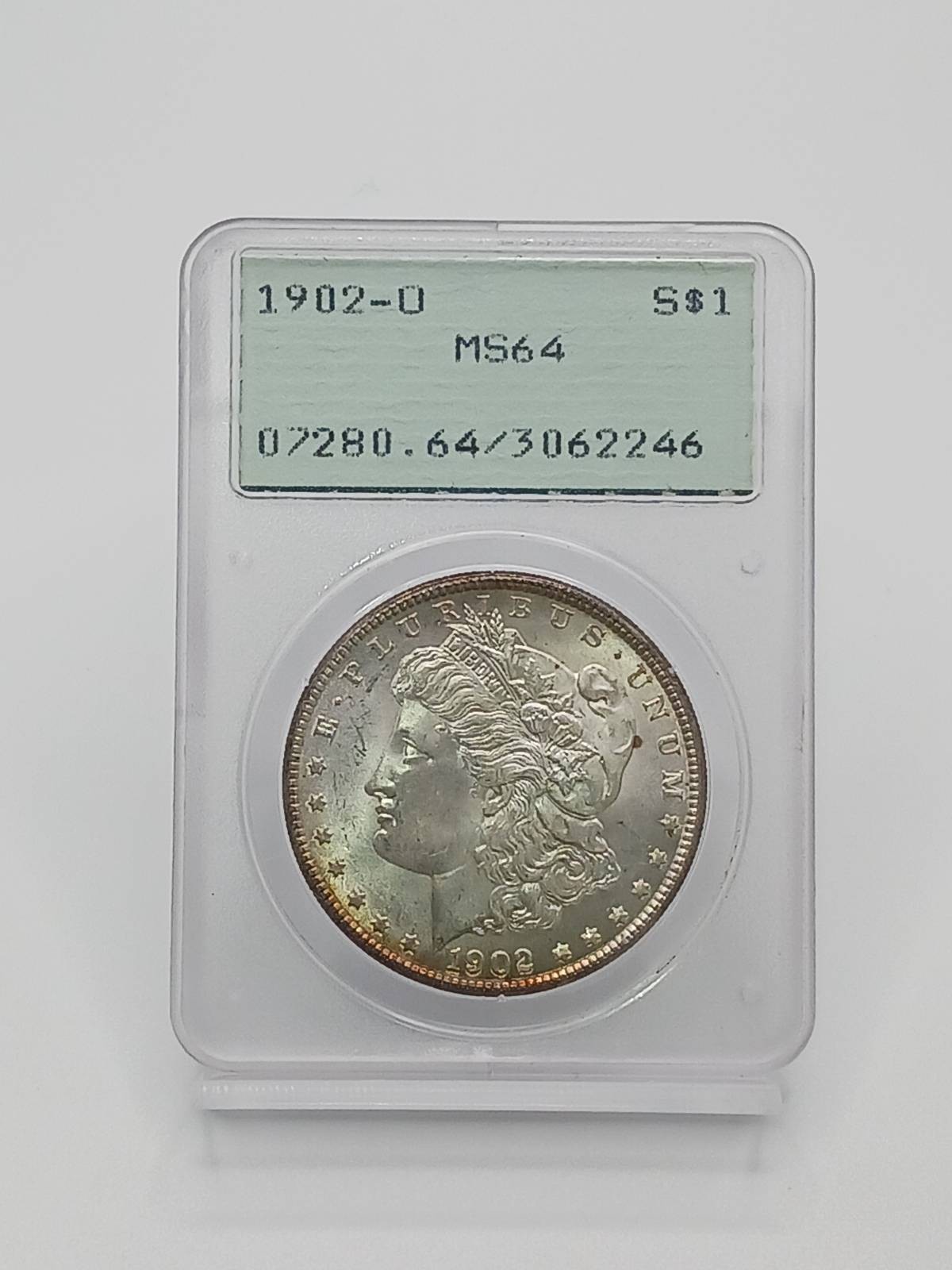 1902 O Morgan Silver Dollar PCGS MS-64 Old Rattler Holder