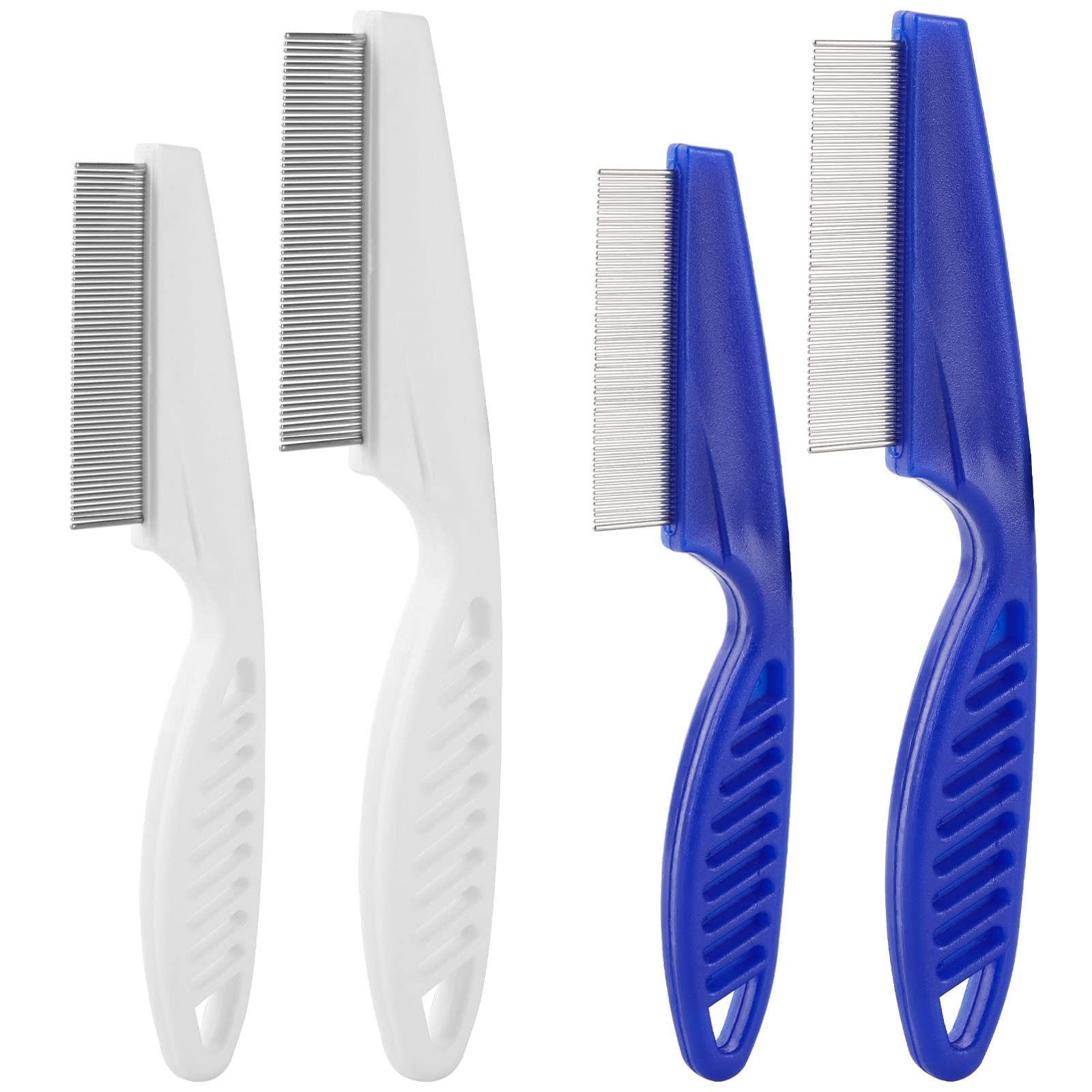 4 Pcs Flea Combs, Pet Lice Tick Comb with Stainless Steel Round Teeth for Det...