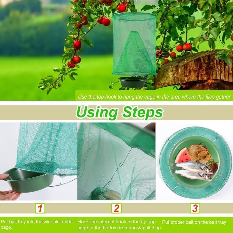 4 x The Ranch Fly Trap Reusable Fly Catcher Killer Cage Net Trap Pest Bug Catch