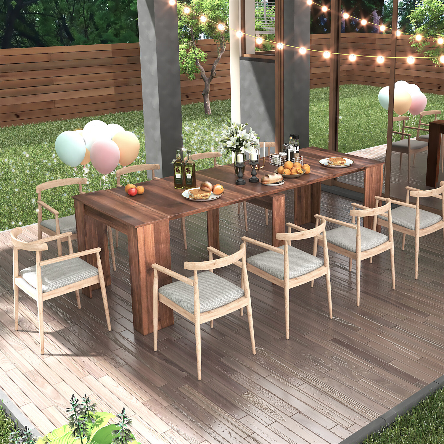 Multifunction Extendable Dining Table Kitchen Table Modern Rectangular Table US