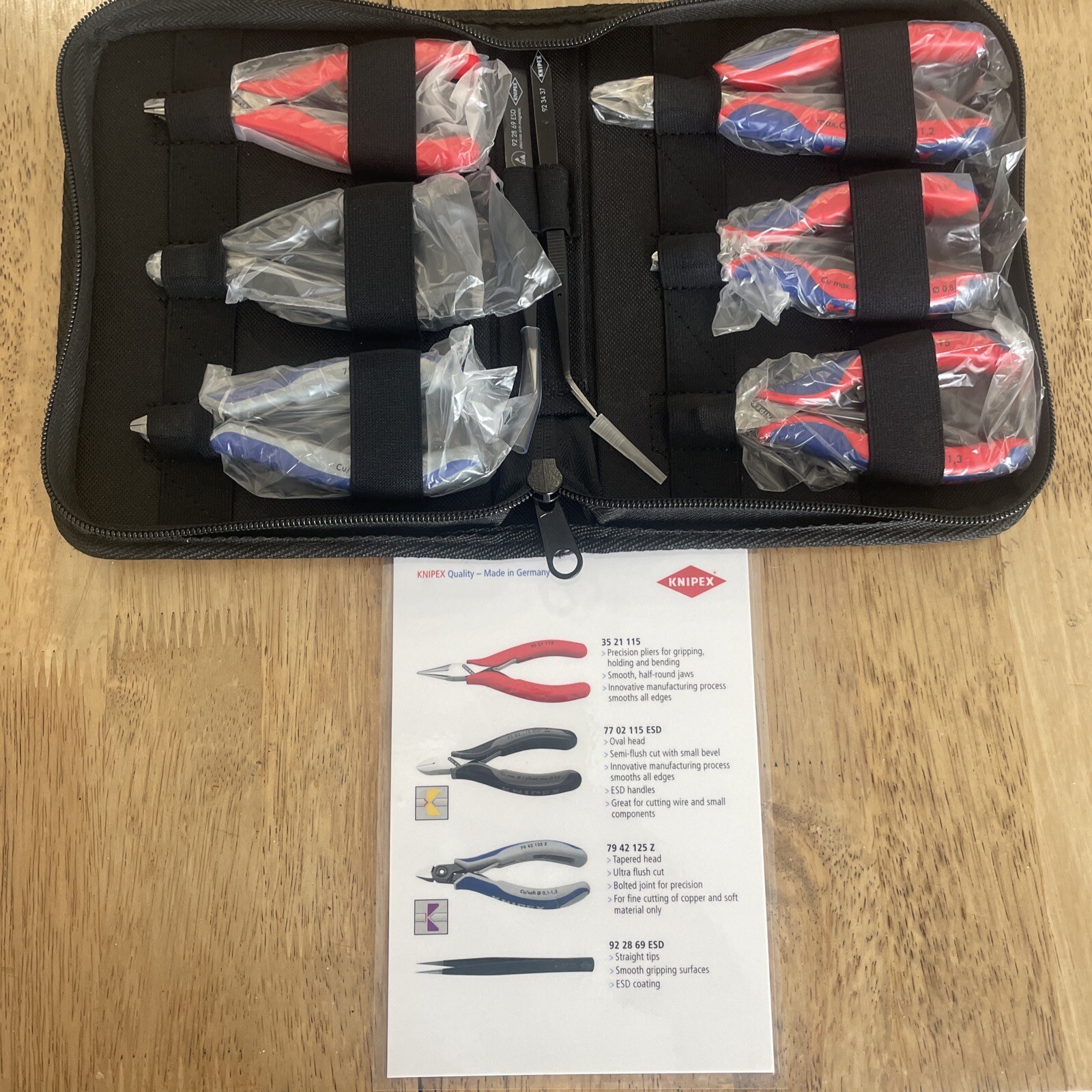 Knipex Precision Electronics Cutters and Pliers Set with Case 8 Piece READ!