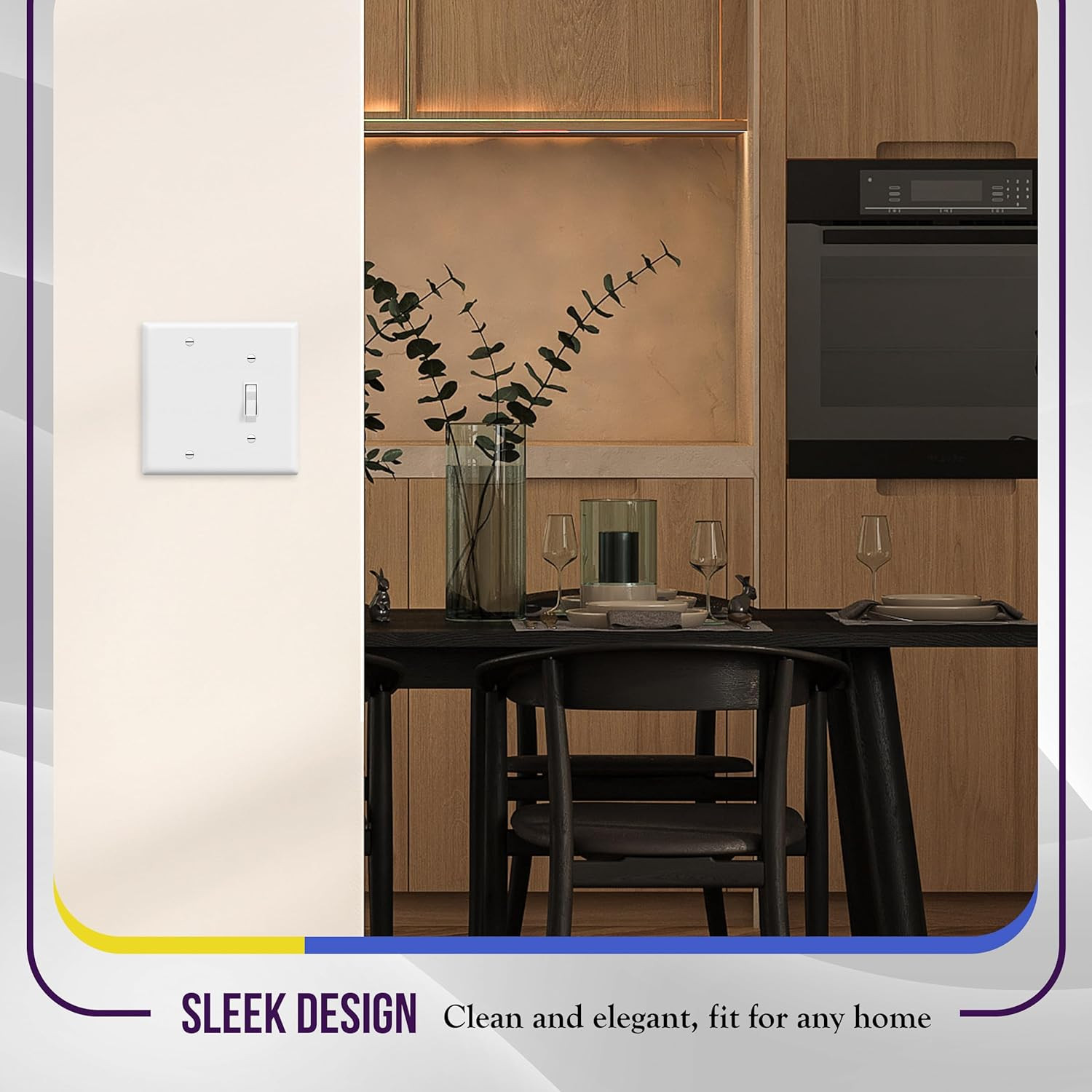 Combination Toggle Switch/Blank Device Wall Plate, Standard Size, 2-Gang 4.5" X