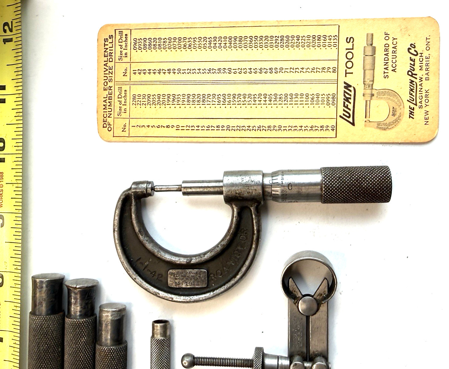 Vintage Lot Of Assorted Machinist Tools LUFKIN Used