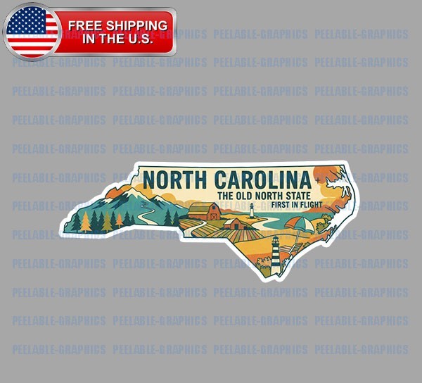 North Carolina State Bumper Vinyl Decal Sticker Souvenir Travel B