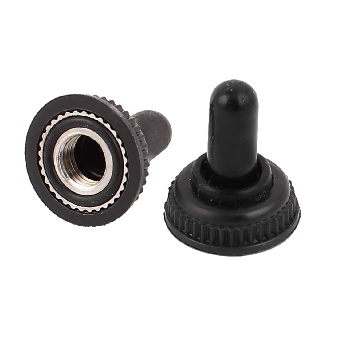2 x Mini M6 Thread Toggle Switch Waterproof Rubber Cover Cap Boot Black