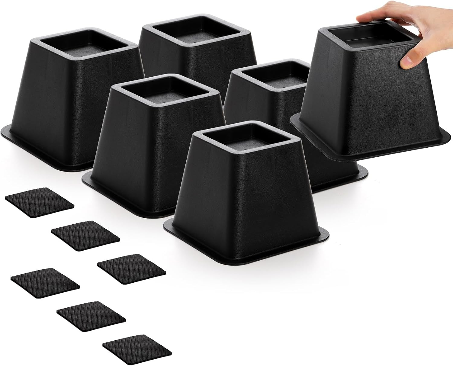 Bed Risers 4 Inch Heavy Duty, 6 Pack Durable Plastic Furniture Lifts, Supports 2