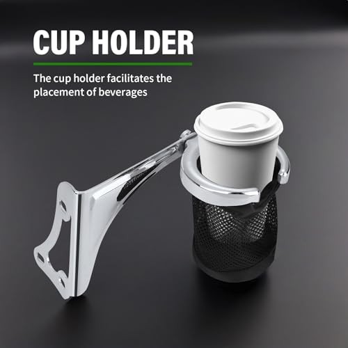 Motorcycle Cup Holder, Passenger Armrests Adjustable Rear Armrest with Drink