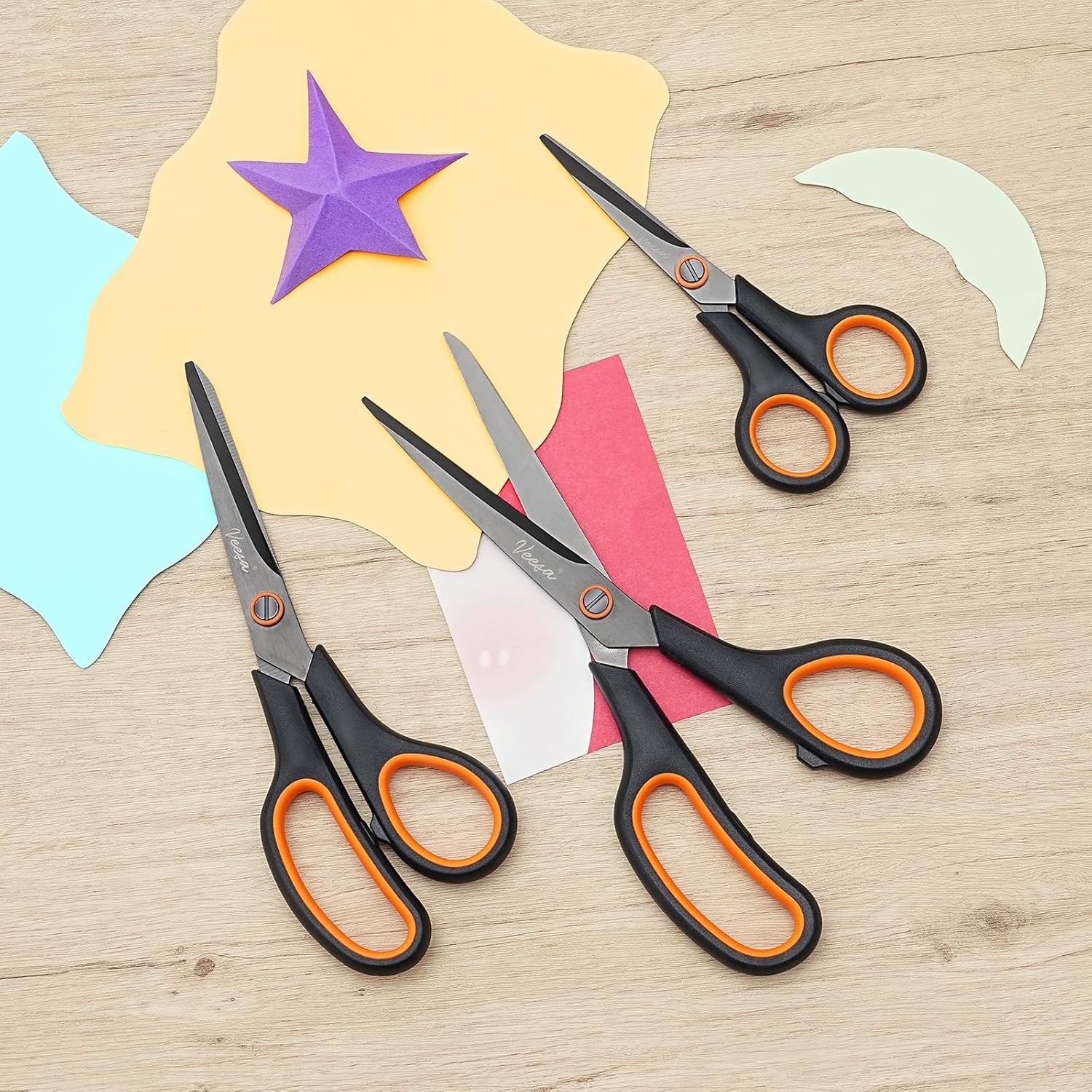 3 Pack Titanium Scissors All Purpose (5.5’’, 7.5’’, 8.5’’), Ergonomic Grip,
