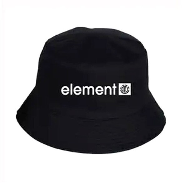 ELEMENT Black W/White Screen Print Logo Men's Bucket Hat/Plaid Reversible