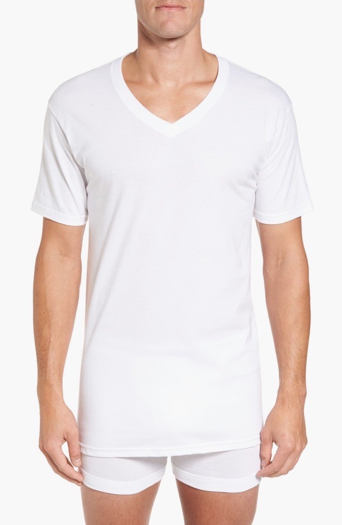 NEW Nordstrom Supima Cotton V-Neck T-Shirt - Single Shirt - White - XXL