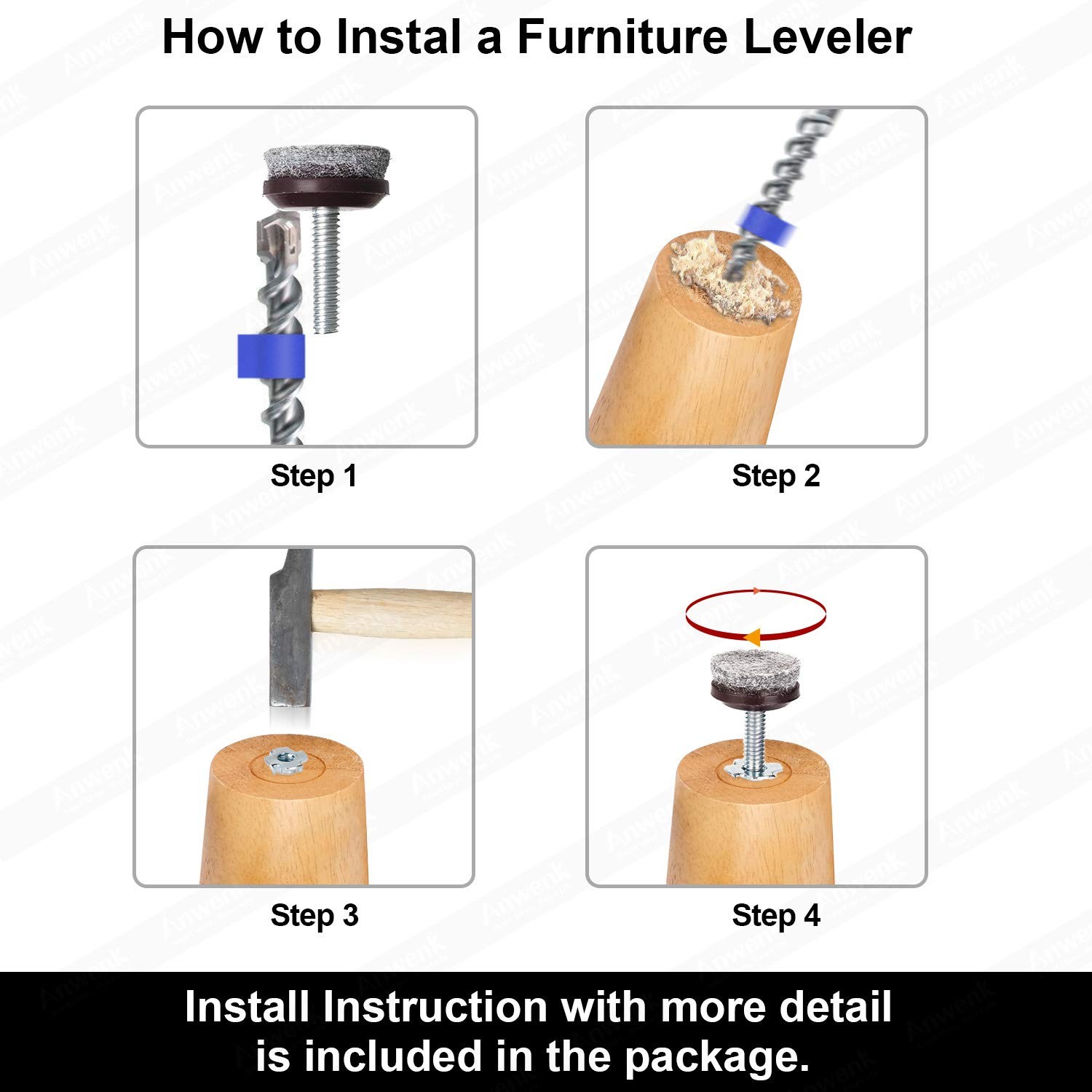 12 Pack Furniture Levelers Table and Chairs Leveling Feet with High Density Felt