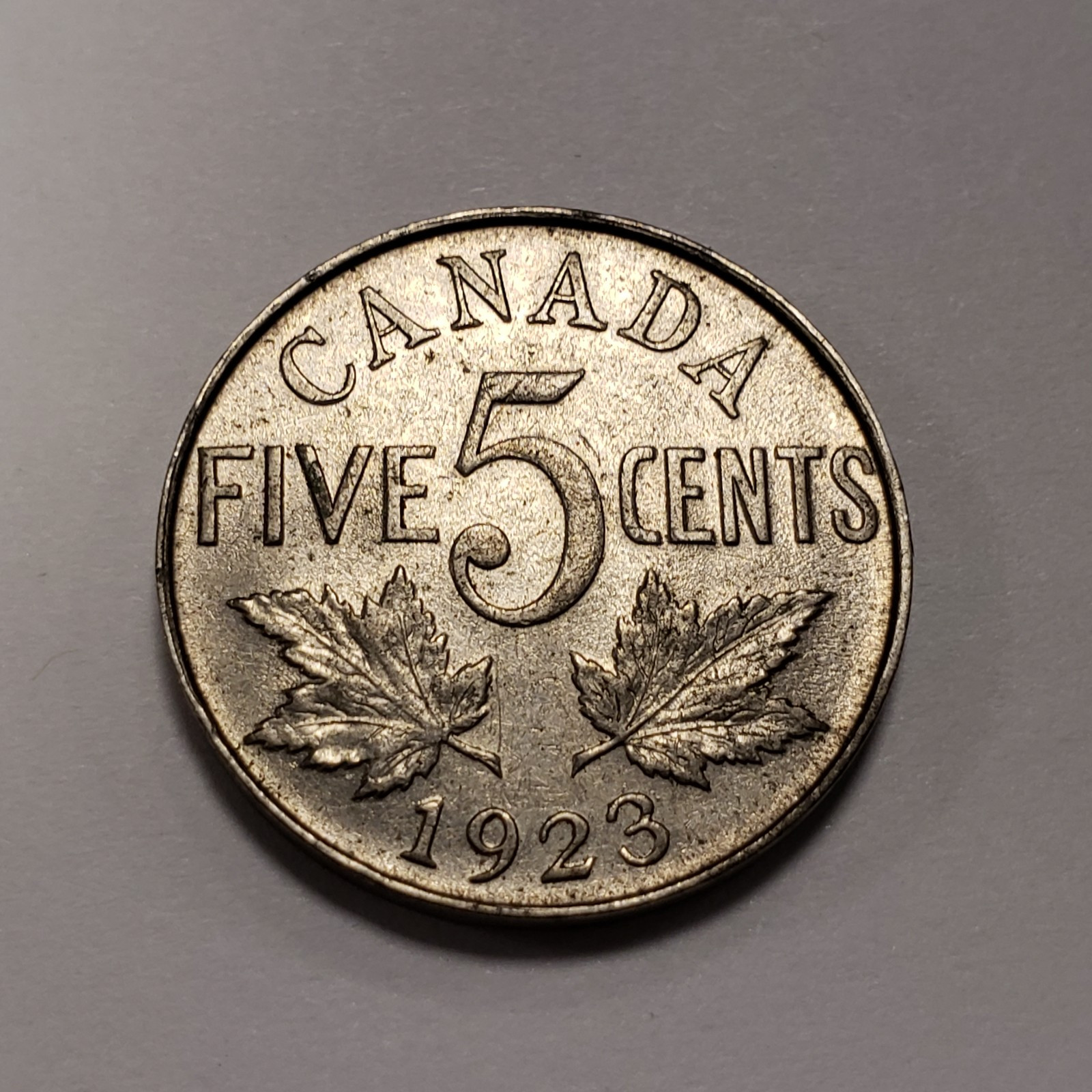 1923 5c Cents Canada Nickel - AU+/UNC - KM-29 - SKU-F9005