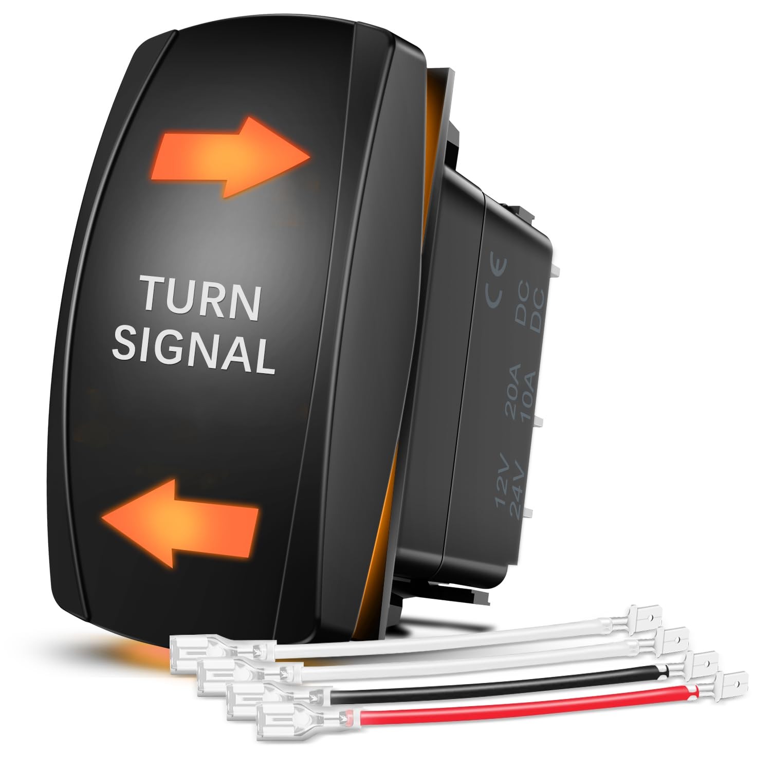 Nilight Turn Signal Switch Amber 4Pin ON Off ON Rocker Switch Laser Etched SPDT