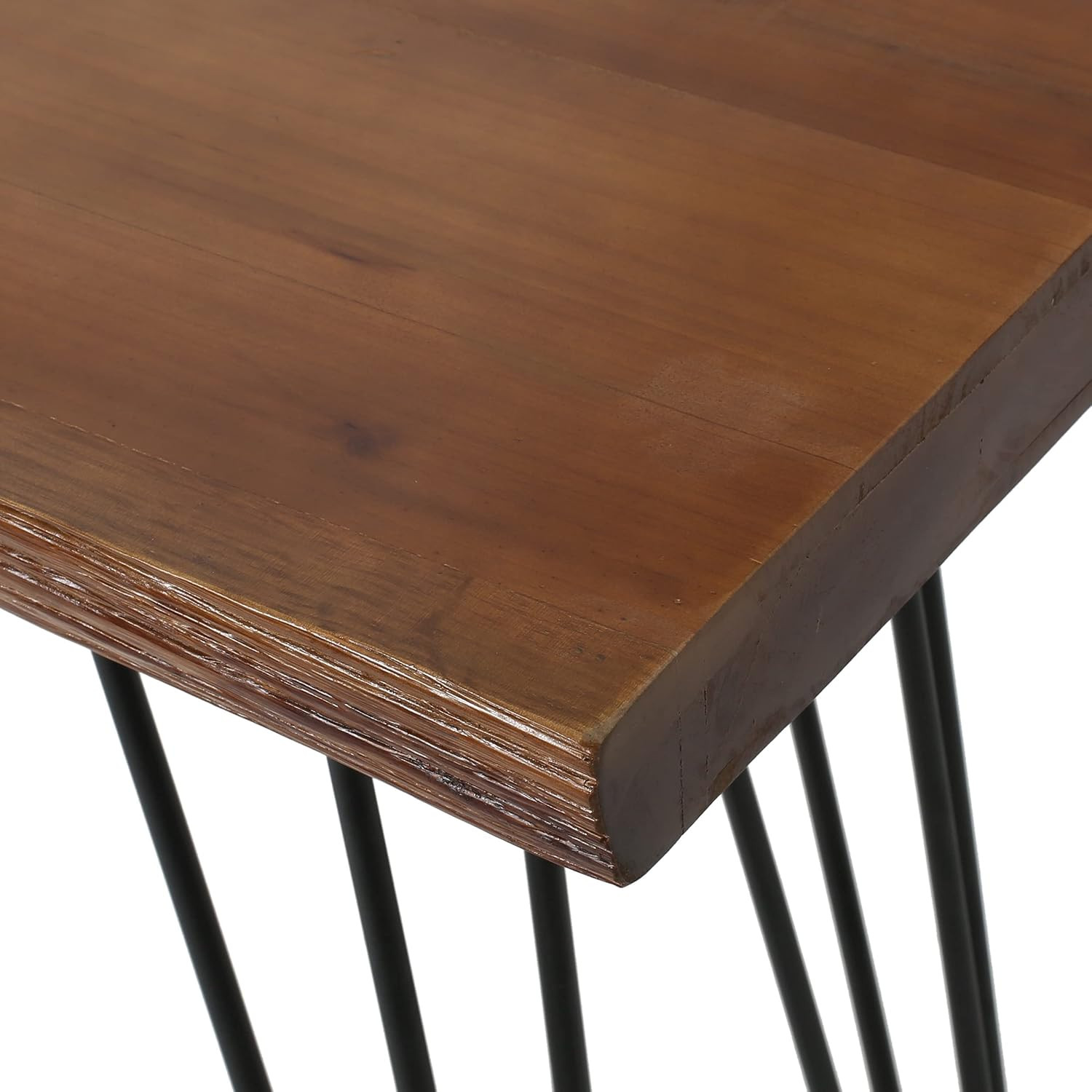 Chana Industrial Faux Live Edge Rectangular Bar Table, Natural / Black