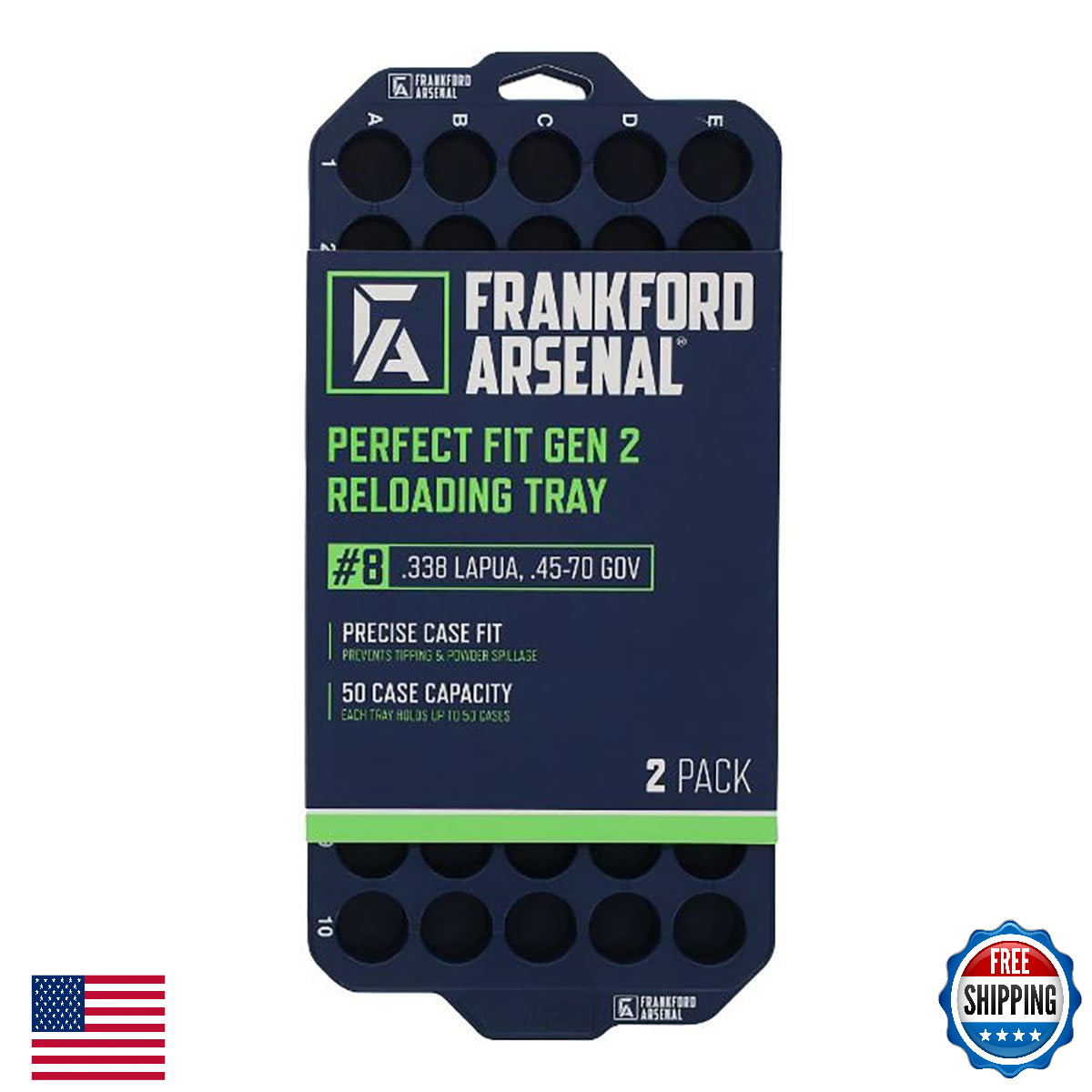 Frankford Arsenal Gen2 Reloading Tray #8 (2-Pack) - Durable, High Capacity