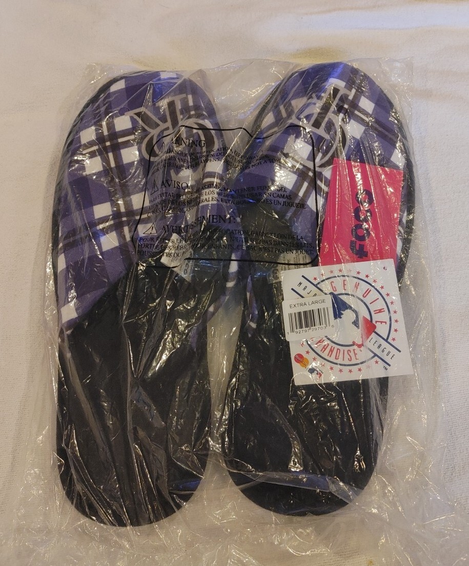 Colorado Rockies Plaid Slippers MLB Men's Size XL 13-14 NEW