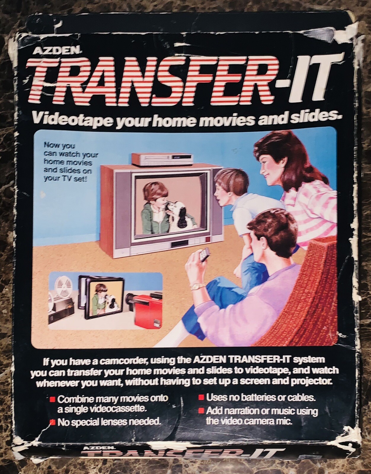 Vintage Azden Transfer-It Convert Movies / Slides Yo Video Tape Box With Manual