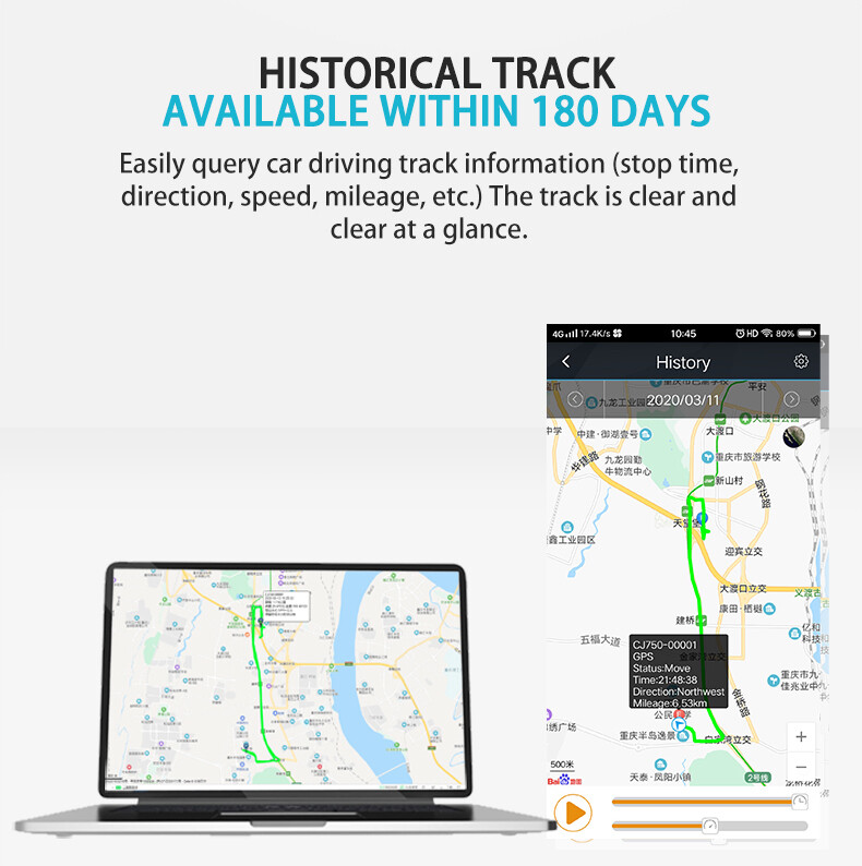 Car GPS Tracker Device For Real Time Tracking Stop Time Direction Speed Mileage