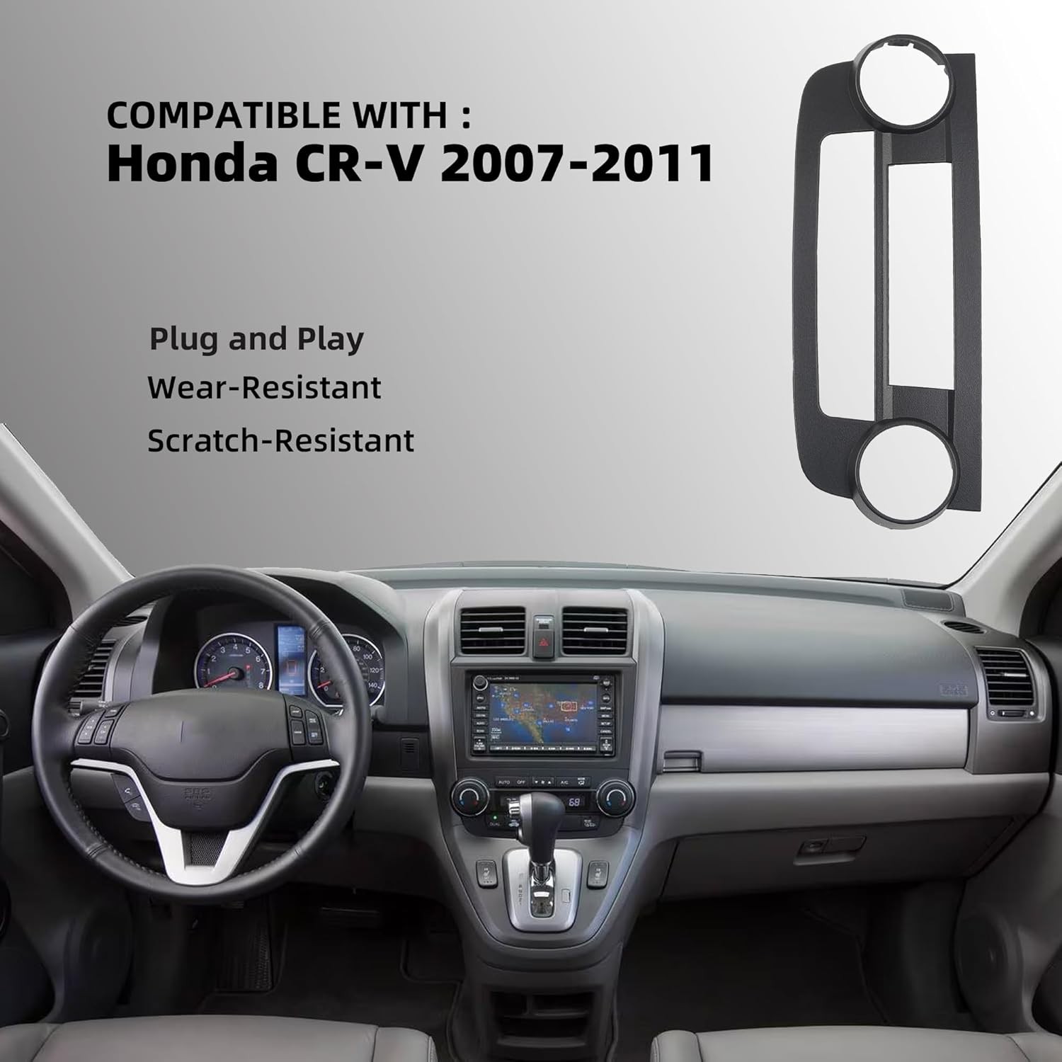 AC Control Panel Center Dash Vent Trim Compatible with Honda CR-V CRV 2007-2011,
