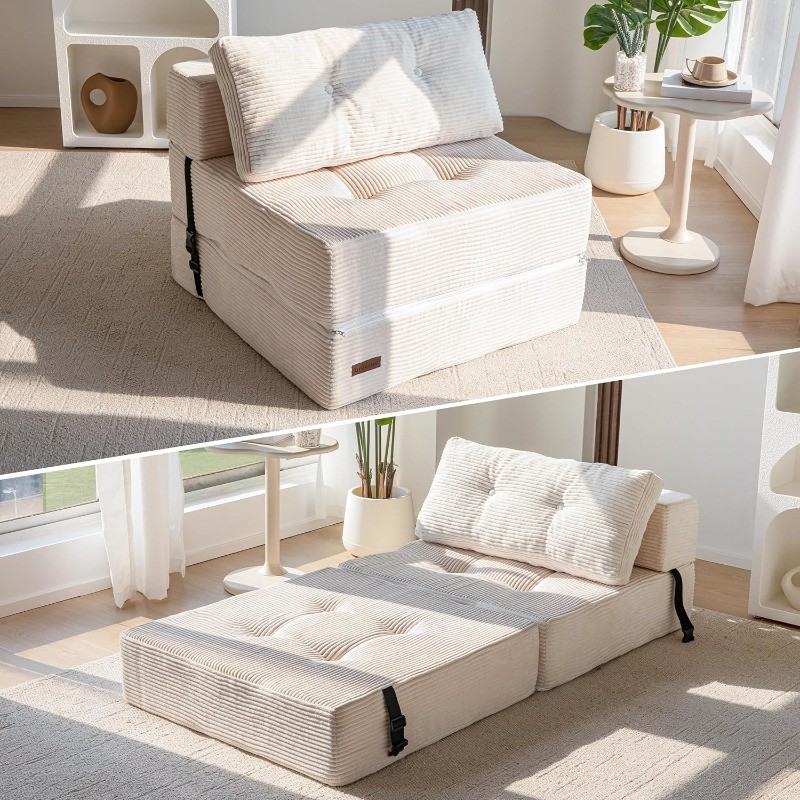 Folding Sofa Bed, Convertible Sofa Bed with High-Density Support Foam, Portable