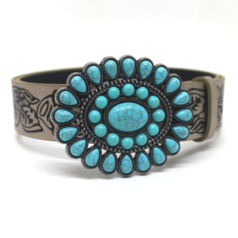 Wojgzon Turquoise Buckles for Women Men Western 3.58 x 2.83in, #1