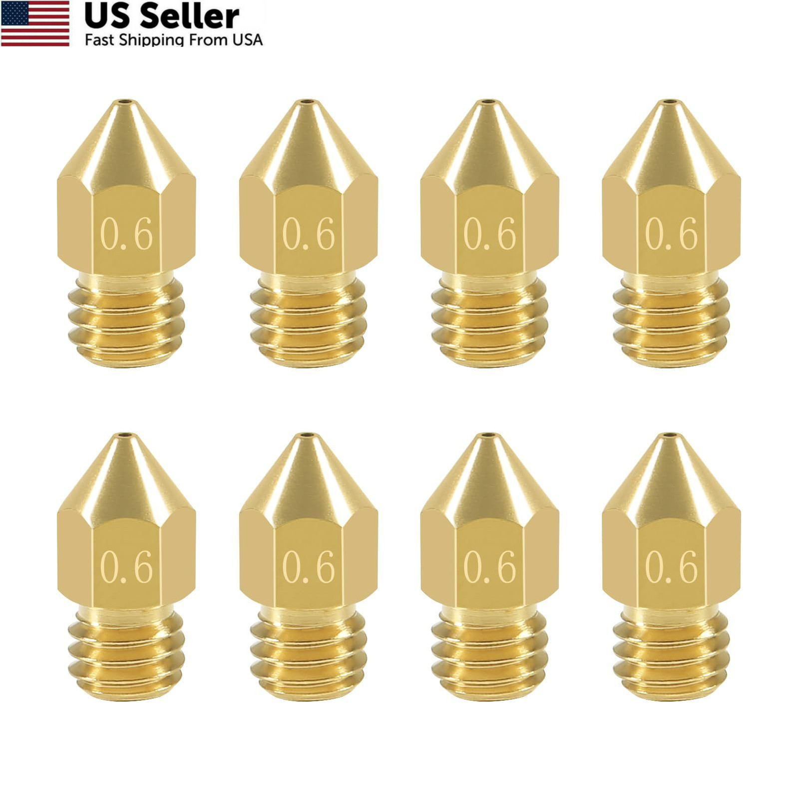 Aokin 8 Pcs 0.6mm MK8 Extruder Nozzles 3D Printer for Creality