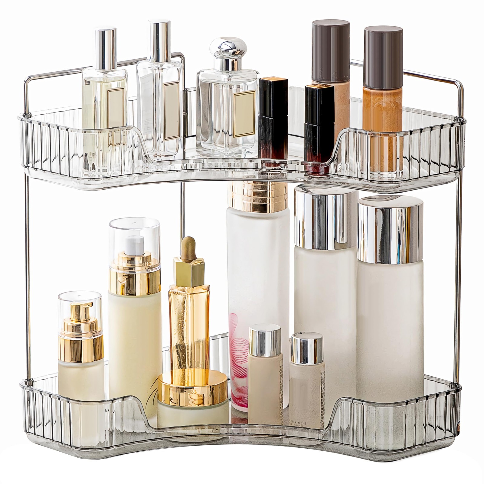 Corner Bathroom Counter Organizer, Makeup Organizer for Vanity, Skincare Cosm...