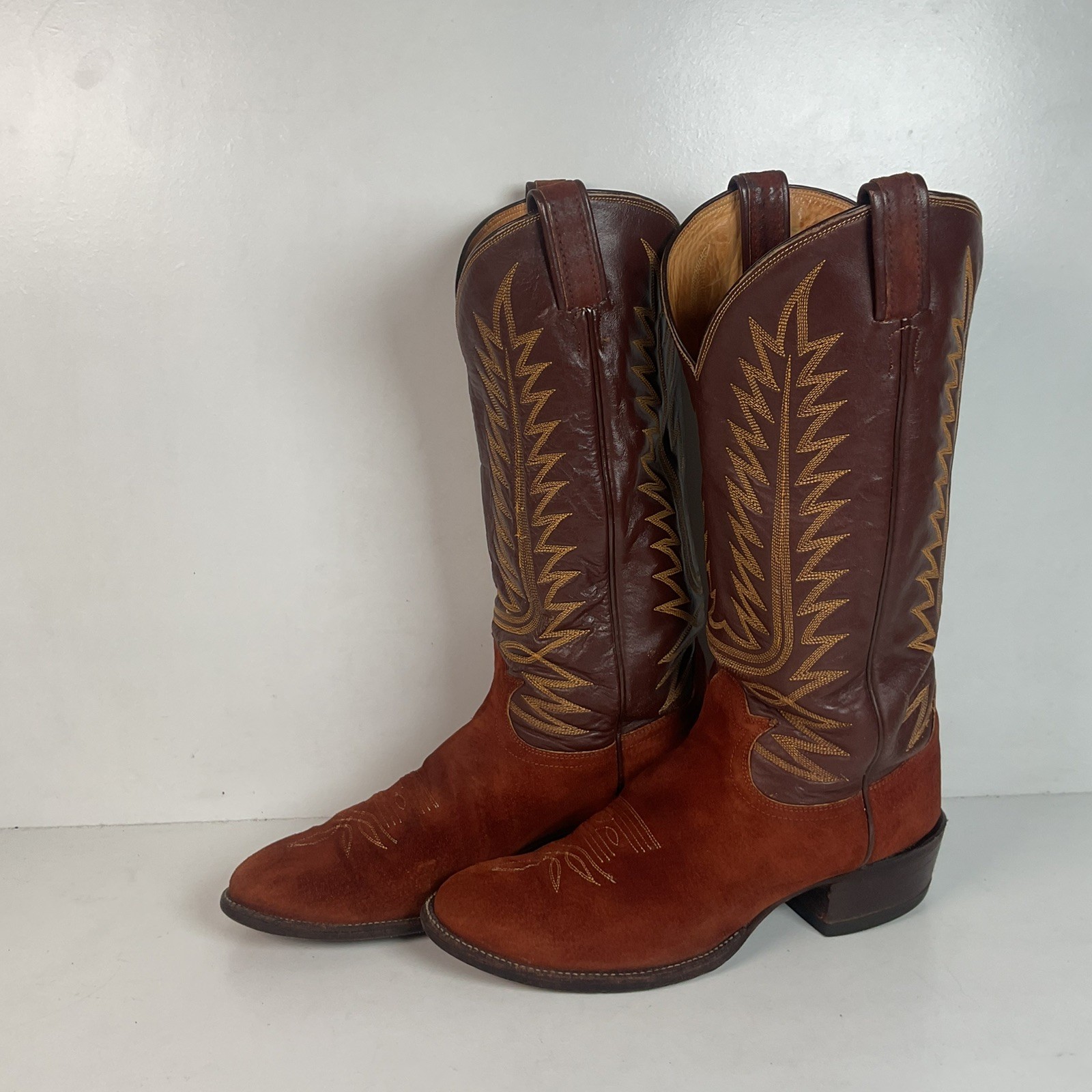 Vintage Tony Lama Pig Skin Suede Cowboy Boots | Gold Label | Wide | Men’s 9 E