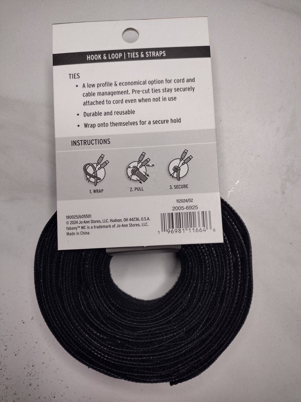 NEW Cable Ties qty 50 Black & Gray, Hook & Loop
