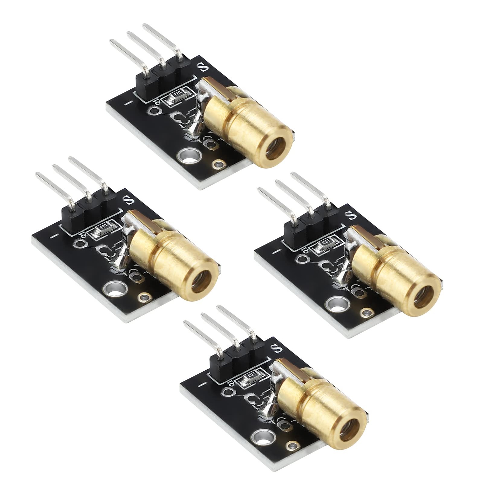 4 Pcs 3 Pin 650nm Red Transmitter Module Dot Diode Copper Head Sensor Module ...