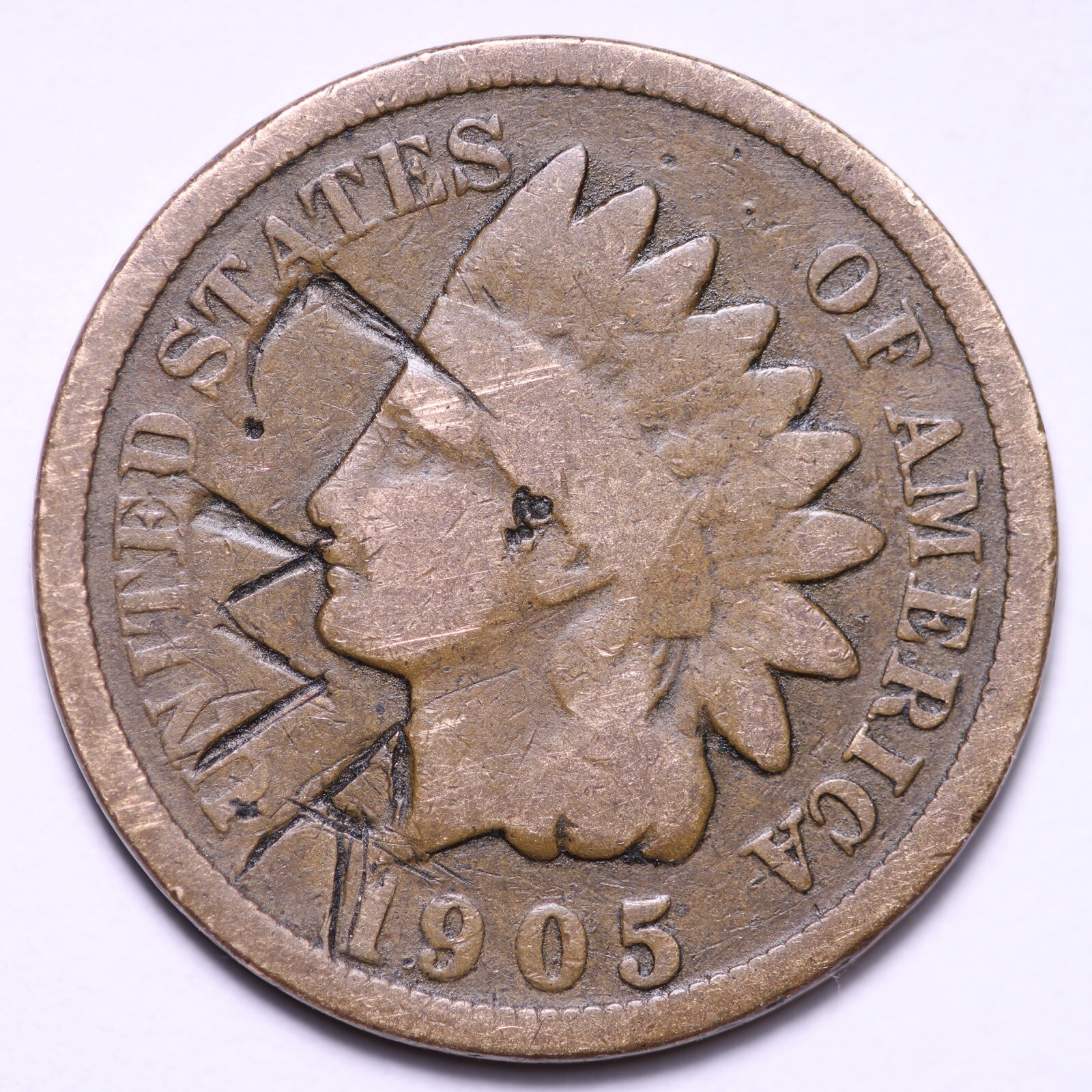 1905 Indian Head Cent Penny Obverse Etching FREE SHIPPING E511 WC