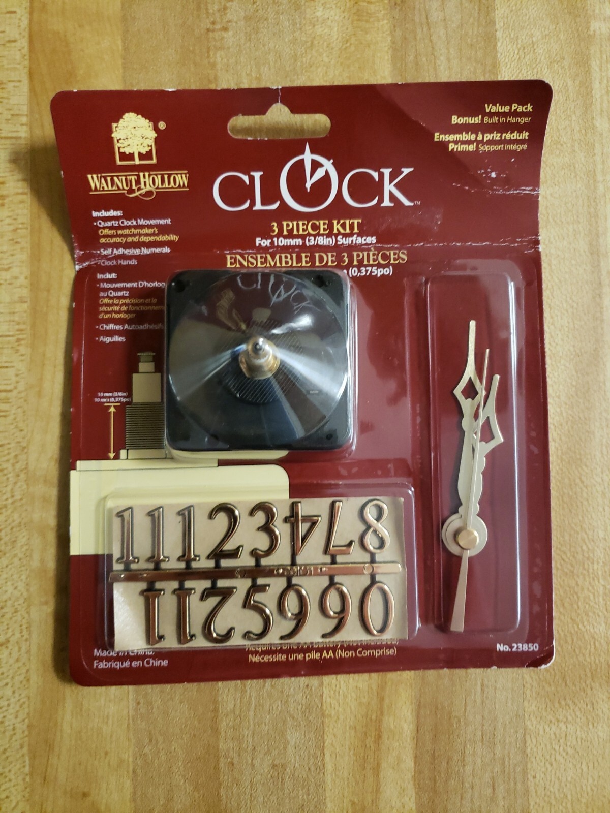 Walnut Hollow Clock 3 Piece Kit For 10mm (3/8in) Surfaces