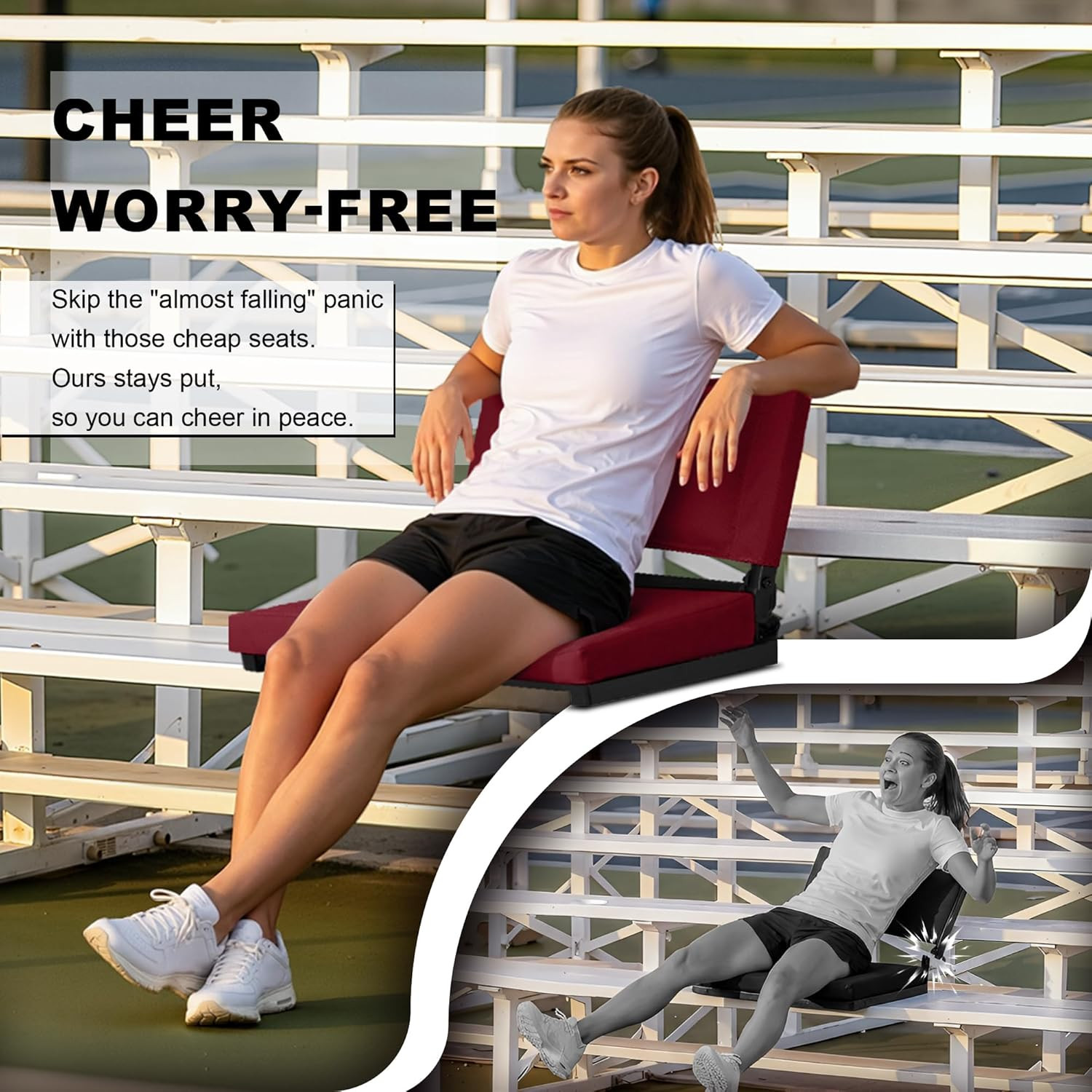 Stadium Seats with Back Support and Thick Cushion Bleacher Seats with Backs and