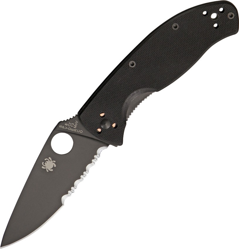 Spyderco Tenacious Folding Knife 1/2 Serrated EDC Black G10 Reversible 122gbbkps