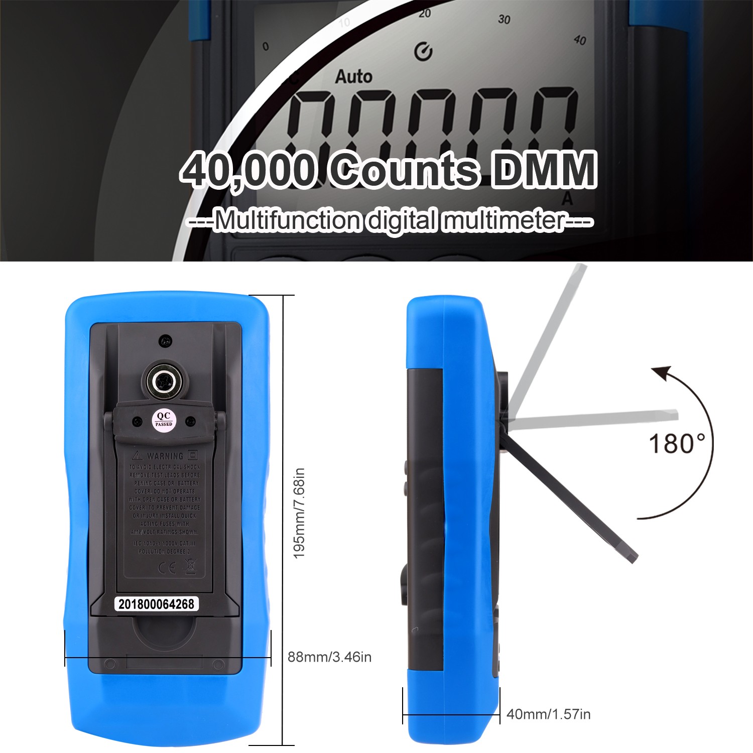 770D Multimeter 40000 Count TRMS AC DC Volt Apm Meter NCV hFE Continuity Test
