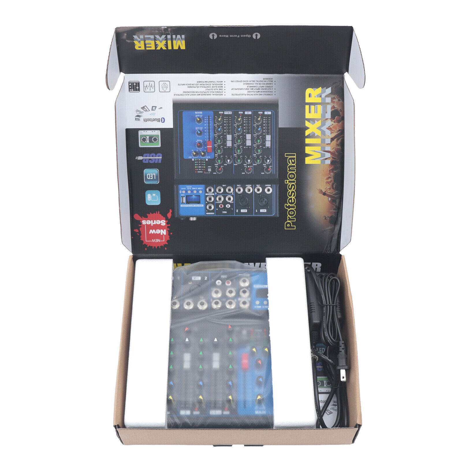 4 Channel Audio Mixer Portable Professional Bluetooth Digital DJ Console NEW