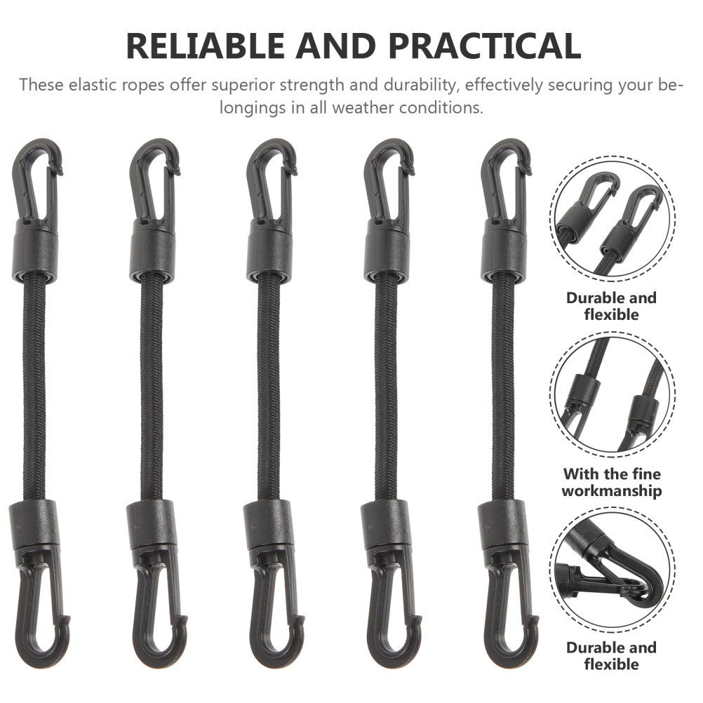 5pcs Small Bungee Straps Elastic Shock Cords with Hooks for Secure Tying