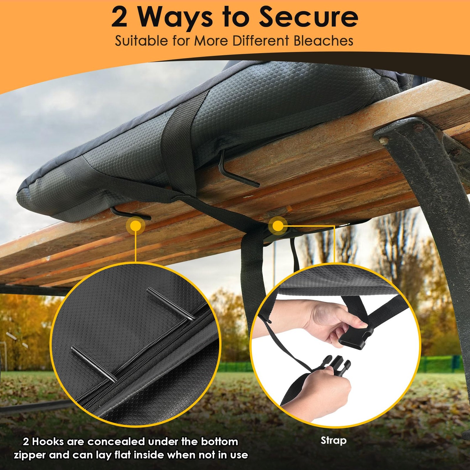 21" Dual-Sided Heated Stadium Seats for Bleachers with Back Support, 3 Levels...