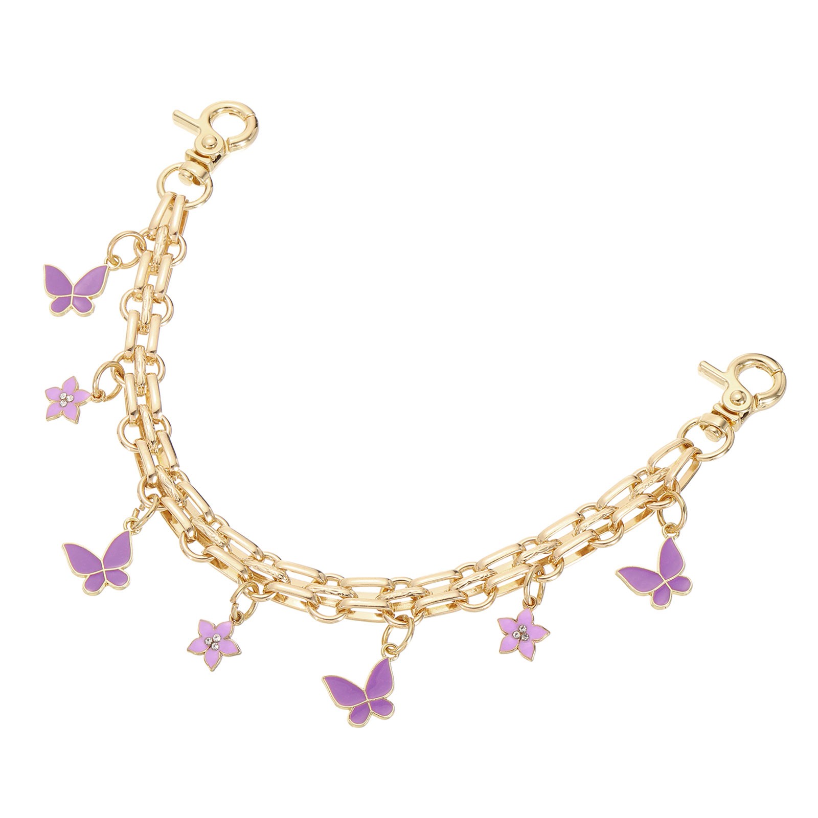 1Pcs 10" Flower Butterfly Pendant Handbag Chain Strap, Purple