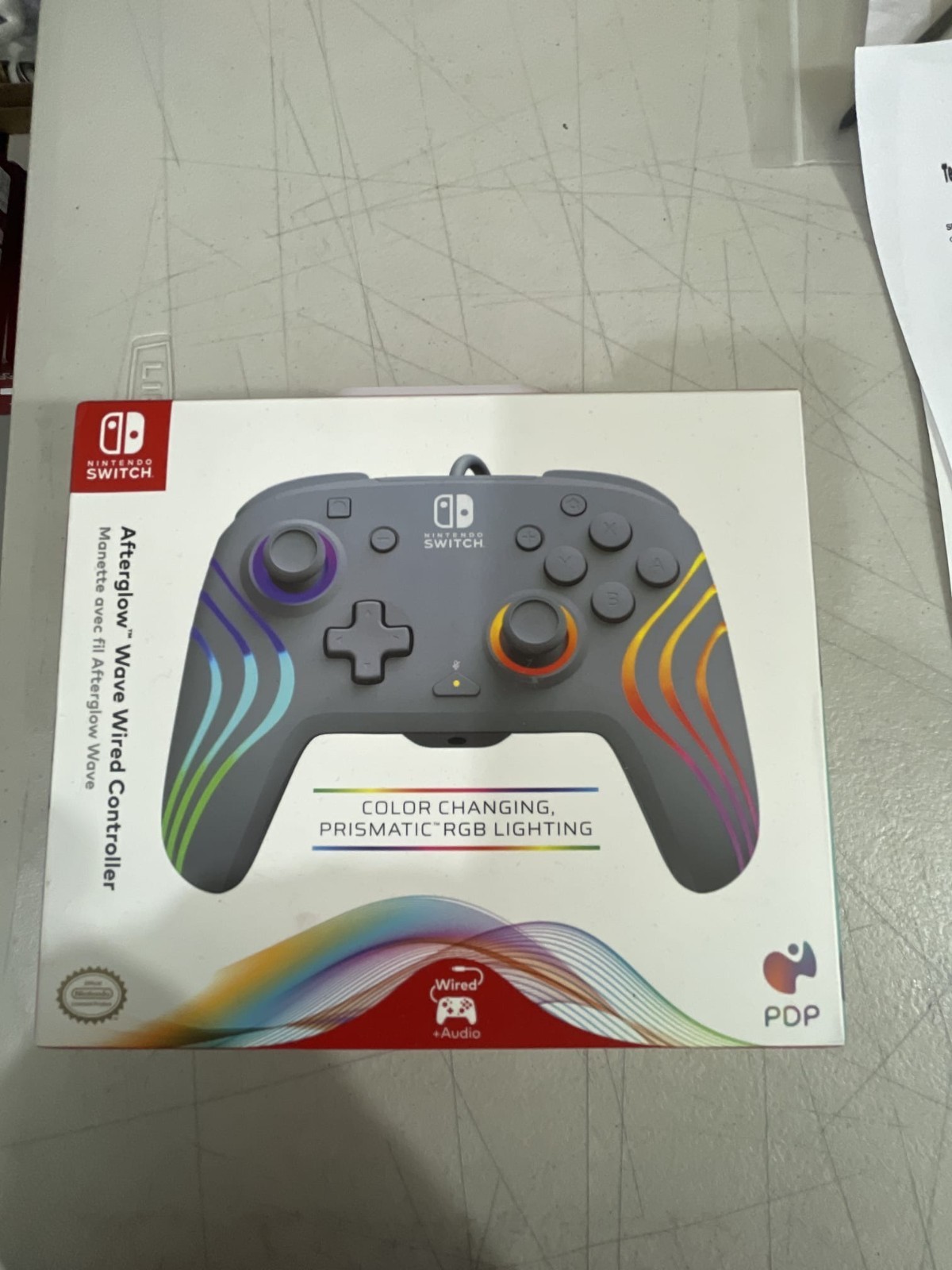 PDP Afterglow- Wave Wired Controller - Nintendo Switch-Grey Color-Brand New