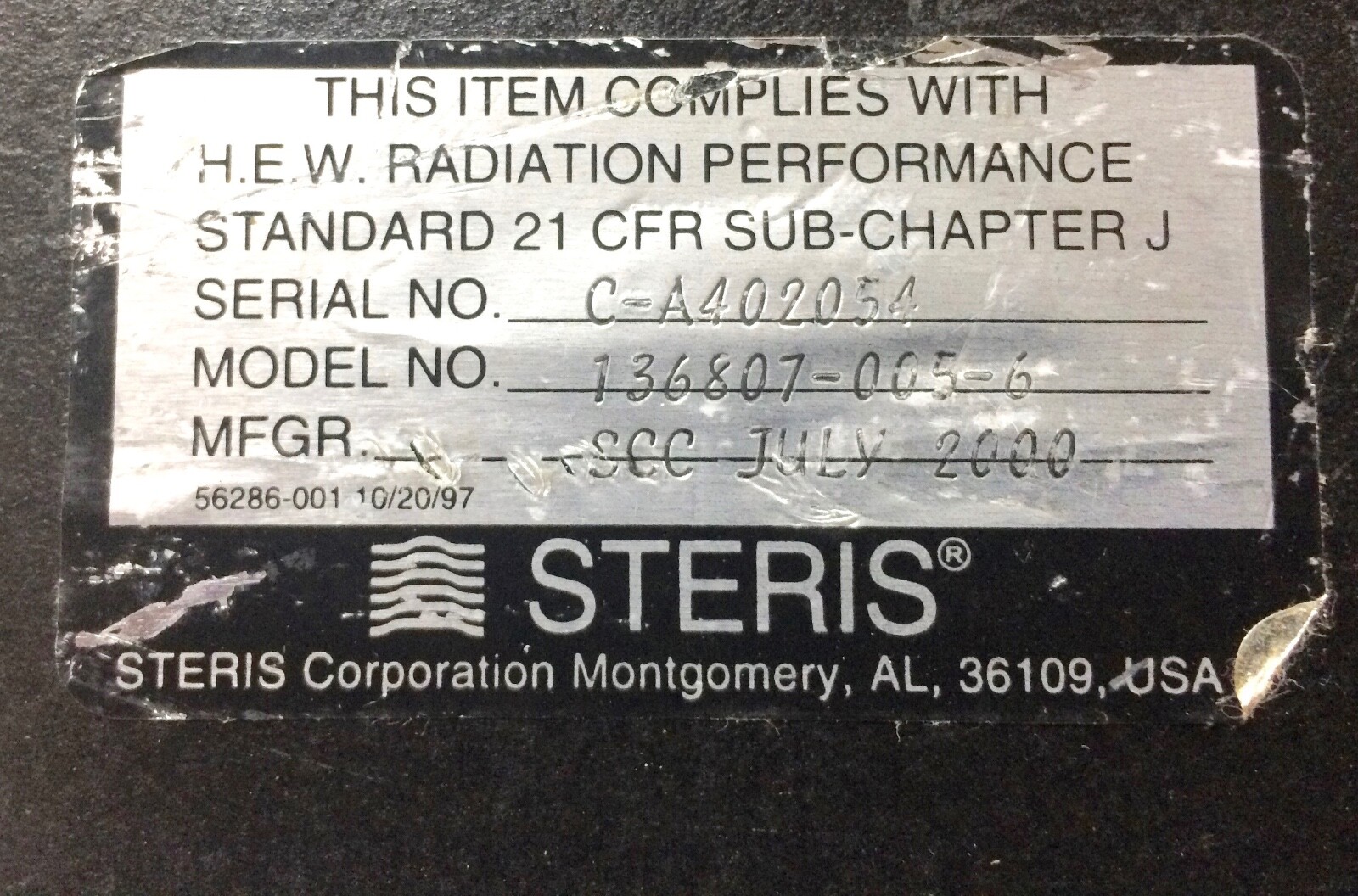 Steris 13607-005-6 urological/perinial operating table extension. GC, guarantee