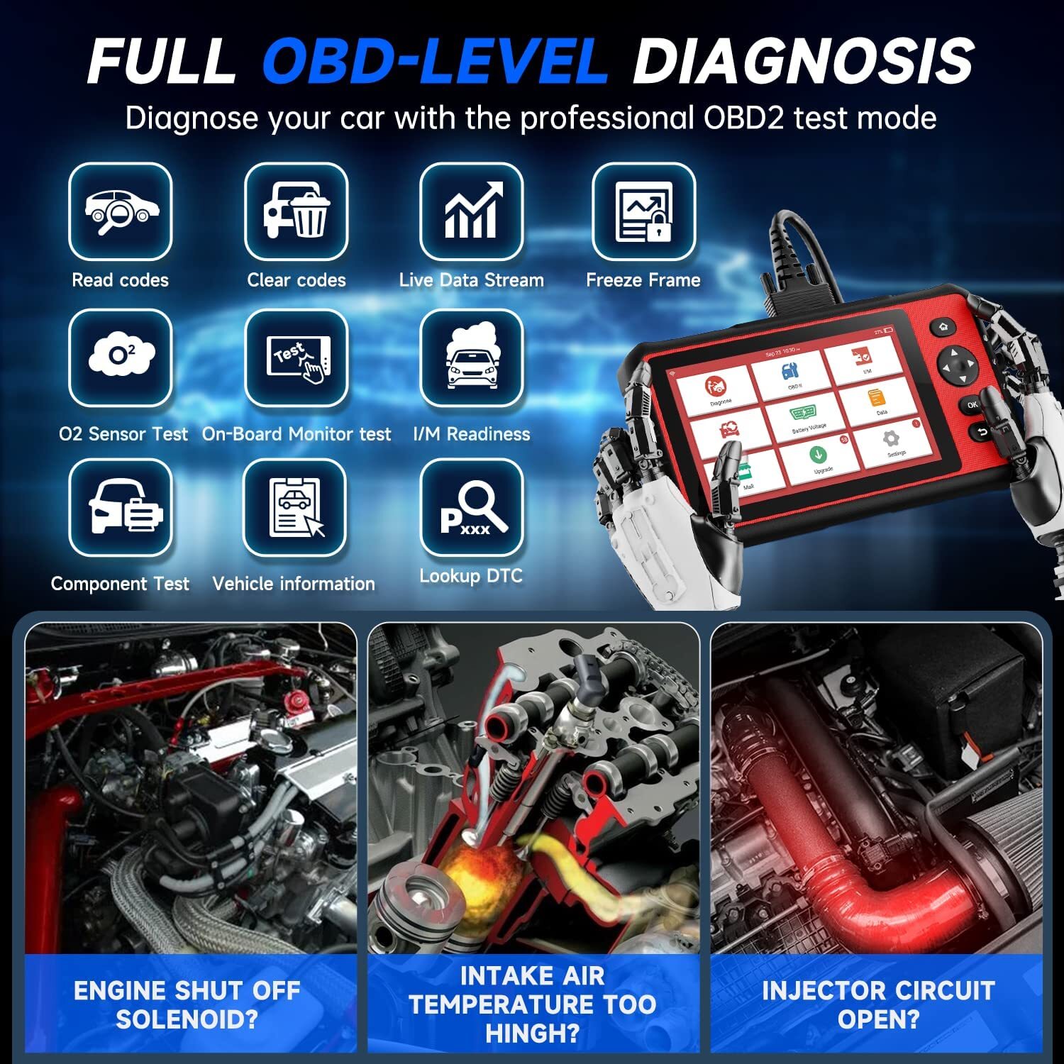 Launch CRP909 All System Car Diagnostic Scanner Tool SAS ABS Injector Key Coding